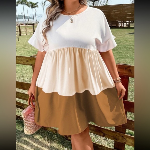 Plus color block smock dress - Picture 6 of 10